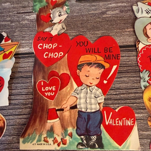 Vintage Valentine Card Collection Set of 6 Siamese Cat sailor cowboy ballerina - Picture 4 of 7